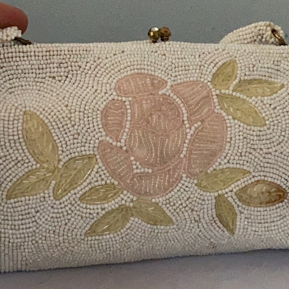 VINTAGE BAG BY JOSEF BEADED JAPAN FLORAL CLUTCH - Picture 5 of 16